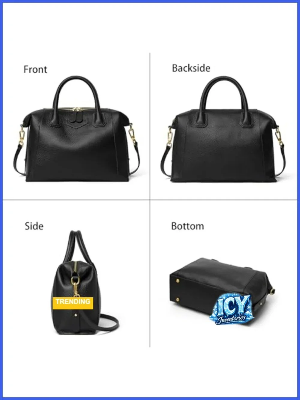 Genuine Leather Satchel Purse Top Handle Tote Bag Women Cowhide Shoulder Bag